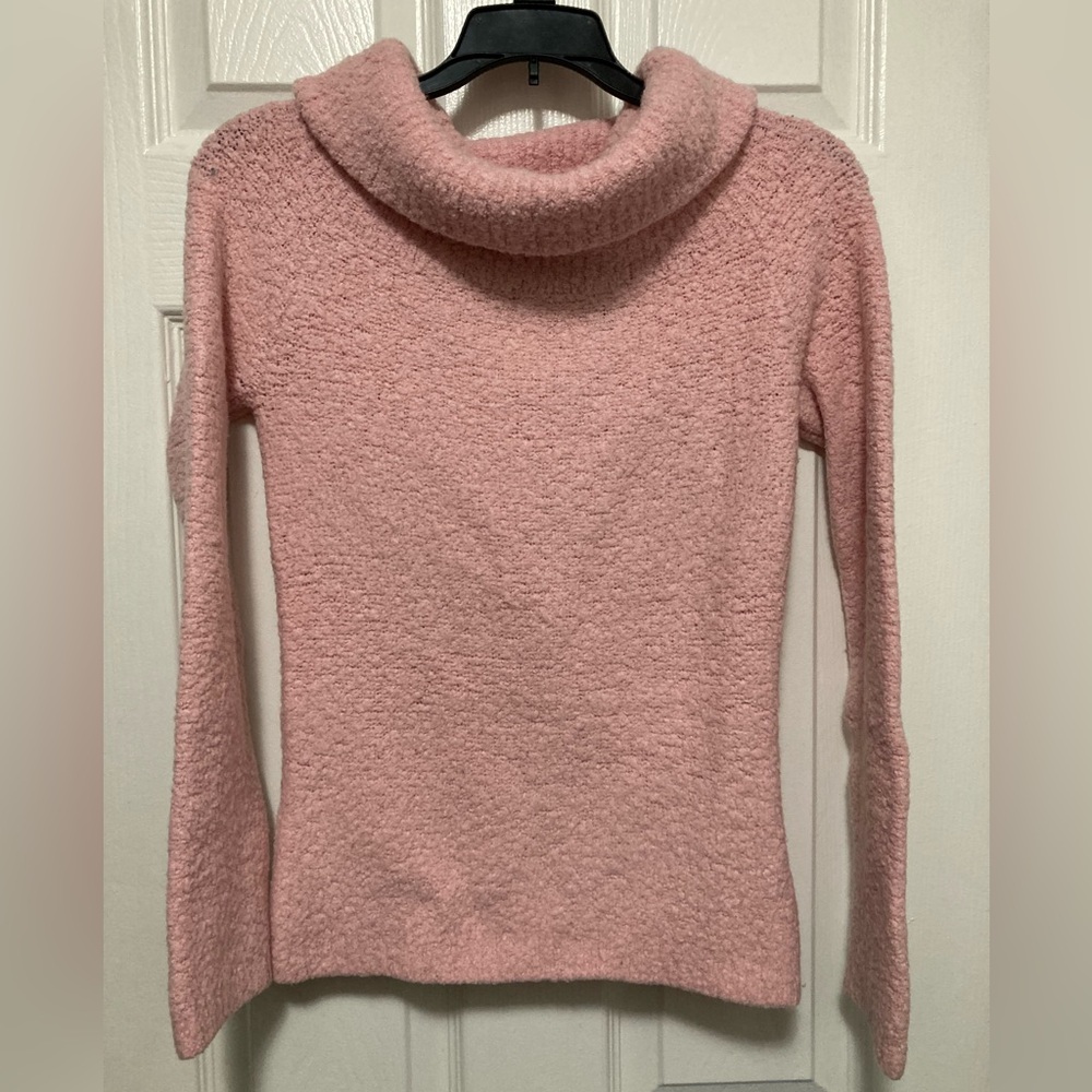 *Moda International Pink Teddy Knit Medium Wool Blend Turtleneck Sweater #K